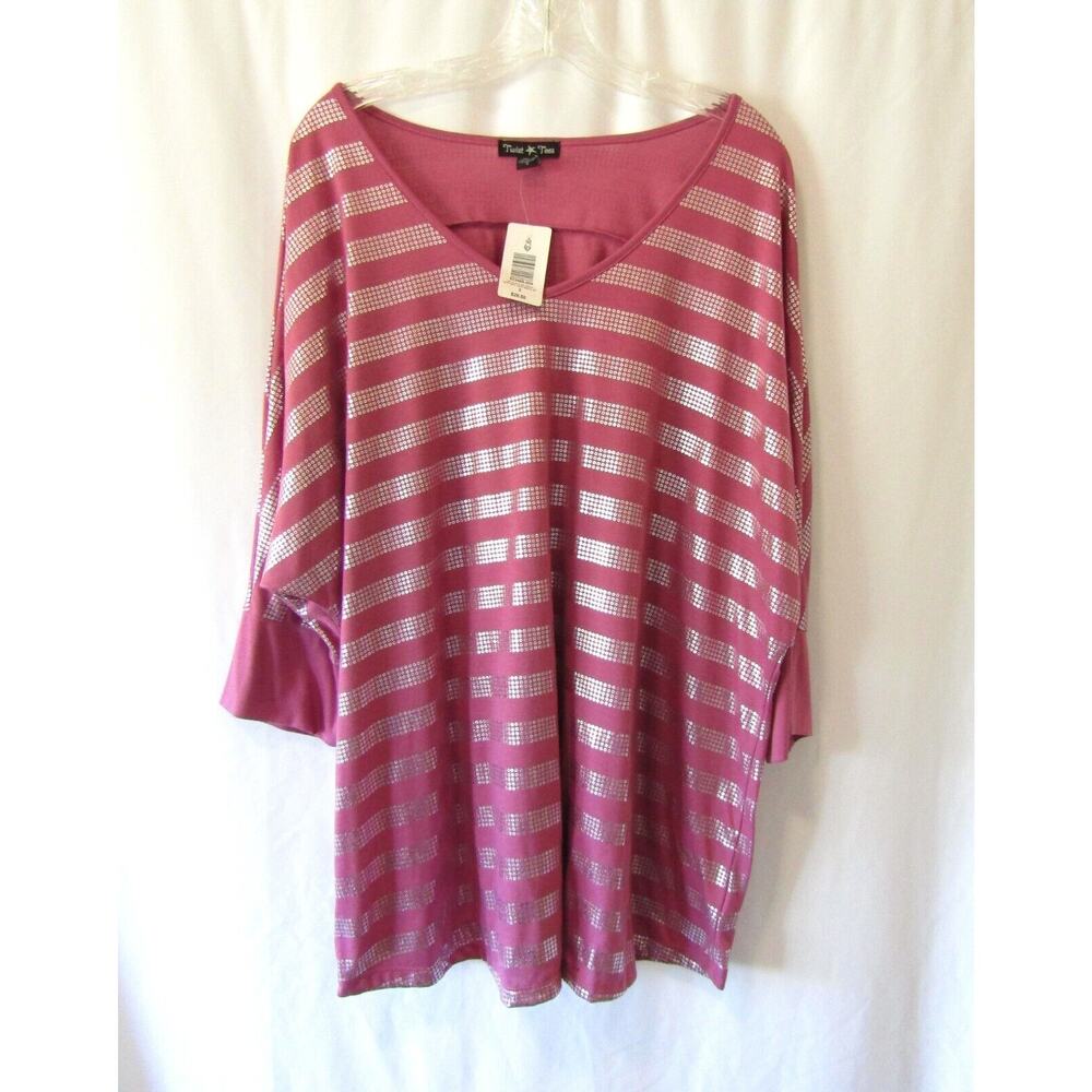 Twist Tee Casual Short sleeve pullover blouse NWT XL Size 3